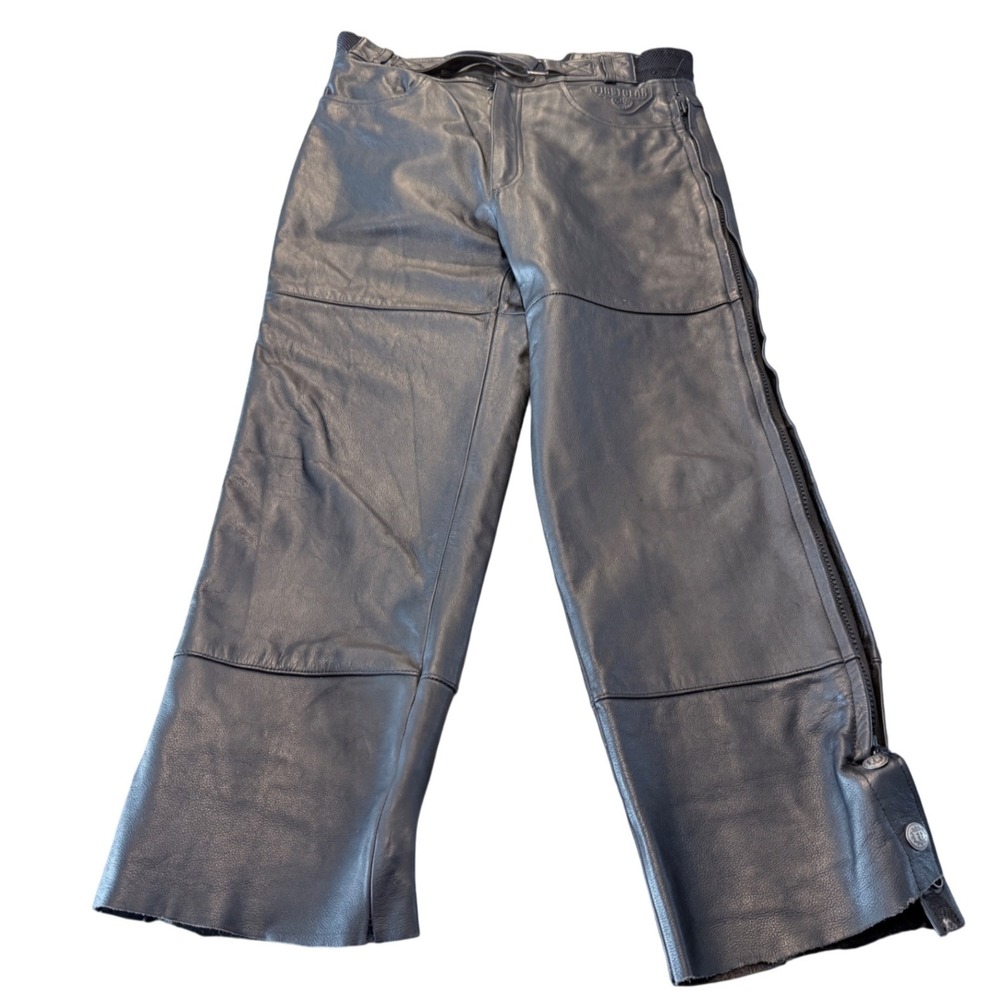Firstgear Sport Tour‎ Mens 34 Black Leather Motorcycle Overpants Full Side Zip